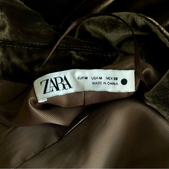 Zara Brown Velvet Blazer Jacket Limited Edition Silk Blend Size M 2731/289/528 - Picture 14 of 14
